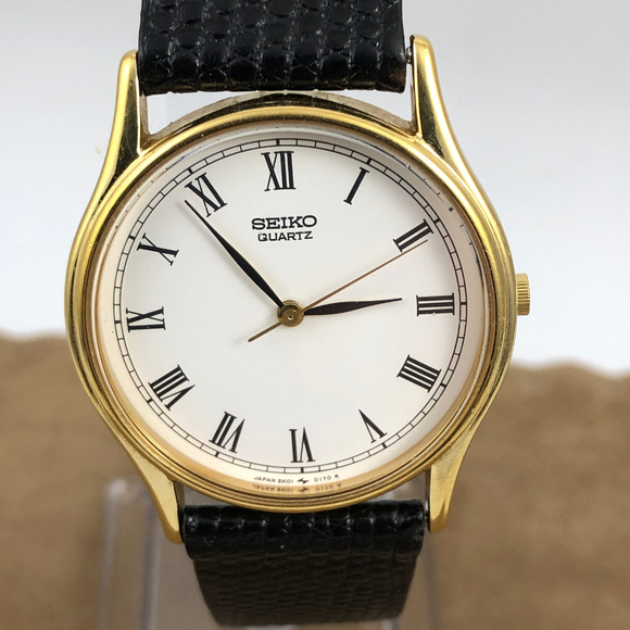 seiko quartz watch leather strap